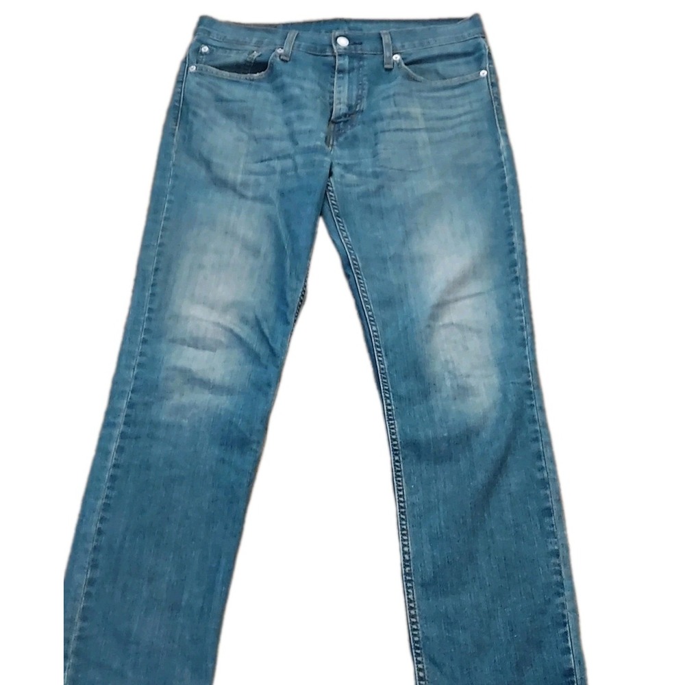Levis 511 Jeans 33x32 Mens Blue Slim Tapered Stonewash Red Tab Denim Distressed